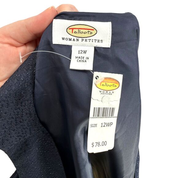 VTG Talbots Shell Tank Top 12W PETITE Navy Blue Shimmer Evening Lined Side Zip - Picture 12 of 15